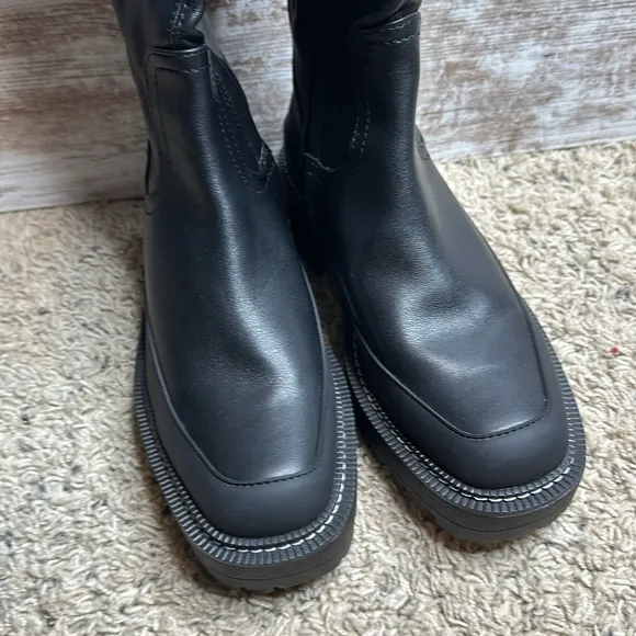 Sam Edelman Lerue Womens Faux Leather Lug Sole Over-The-Knee Boots Sz 7