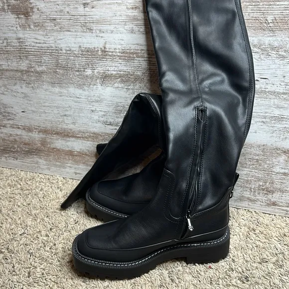 Sam Edelman Lerue Womens Faux Leather Lug Sole Over-The-Knee Boots Sz 7