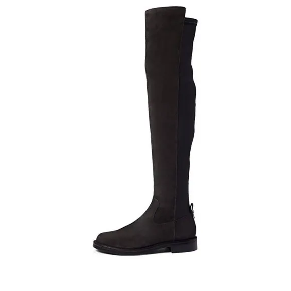 Sam Edelman Narisa Moonlight Grey Suede Rounded Toe Over The Knee Boots