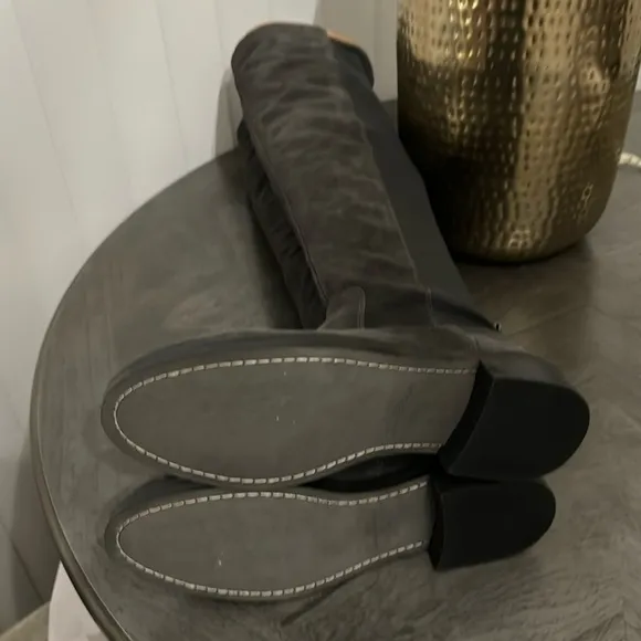 Sam Edelman Narisa Moonlight Grey Suede Rounded Toe Over The Knee Boots
