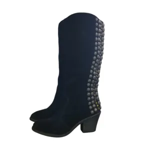Sam Edelman Nelle black suede embellished studded boots