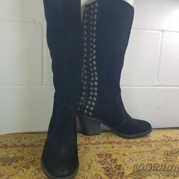 Sam Edelman Nelle black suede embellished studded boots