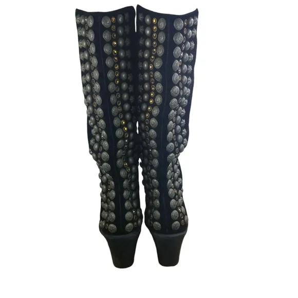 Sam Edelman Nelle black suede embellished studded boots