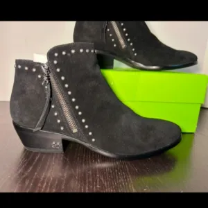 Sam Edelman Paola Studded Suede Leather Ankle Boot Bootie Black Size 7.5M