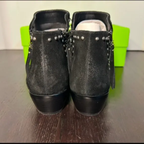Sam Edelman Paola Studded Suede Leather Ankle Boot Bootie Black Size 7.5M