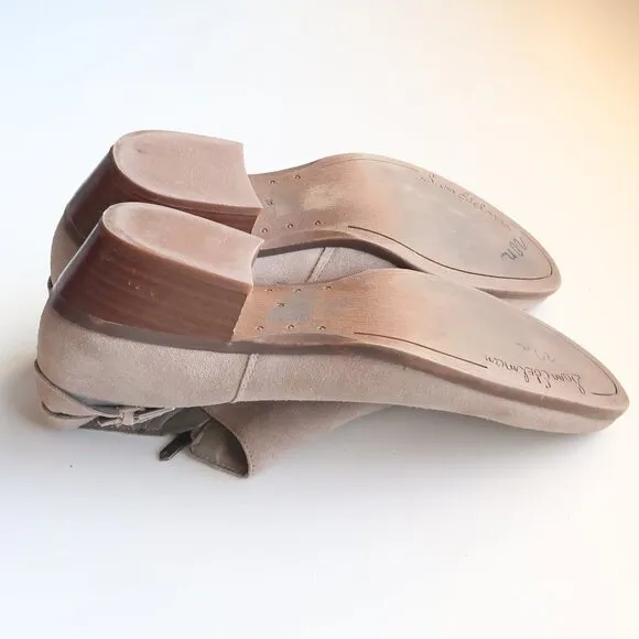 Sam Edelman Petal Grey Suede Leather Block Heel Almond Toe Ankle Boots / Booties