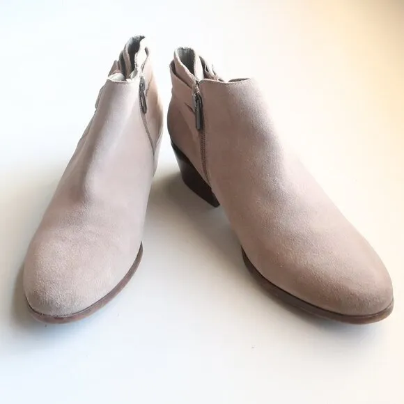 Sam Edelman Petal Grey Suede Leather Block Heel Almond Toe Ankle Boots / Booties