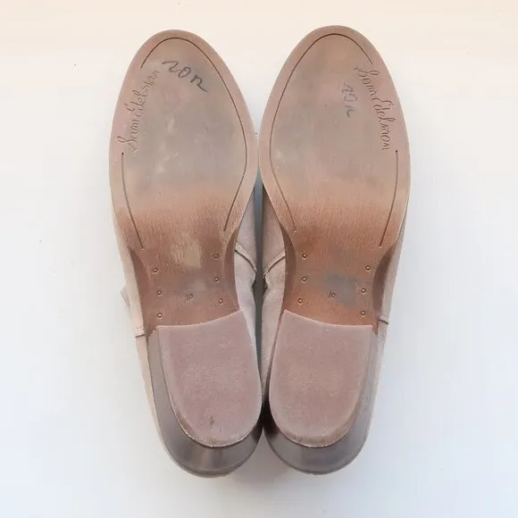 Sam Edelman Petal Grey Suede Leather Block Heel Almond Toe Ankle Boots / Booties