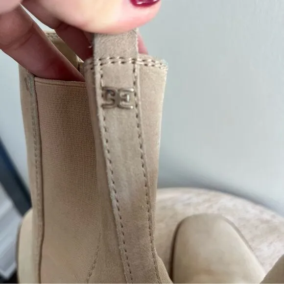 Sam Edelman Rollins Suede Boots With Side Stretch in Sesame Tan Sz 9 NWOB