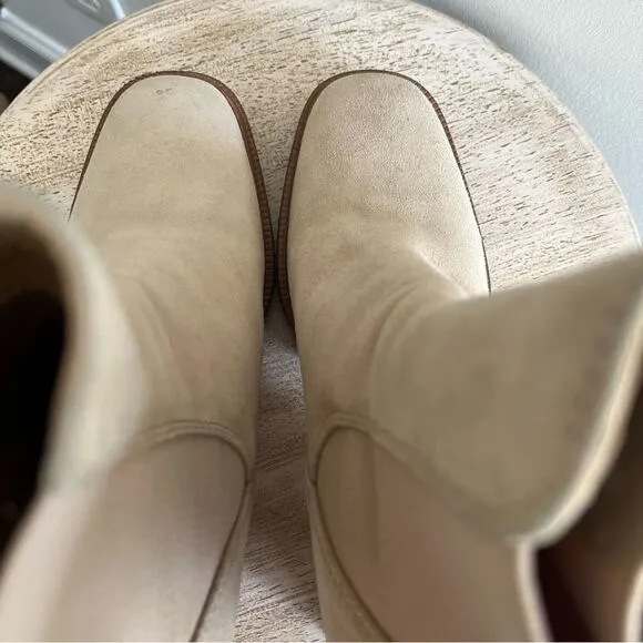 Sam Edelman Rollins Suede Boots With Side Stretch in Sesame Tan Sz 9 NWOB