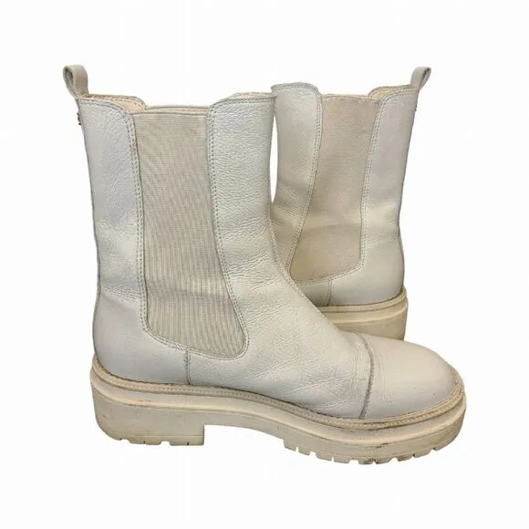Sam Edelman Wellington Ivory Chelsea Slip On Round Toe Boots 8.5M