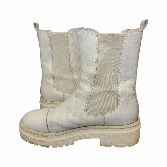 Sam Edelman Wellington Ivory Chelsea Slip On Round Toe Boots 8.5M