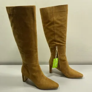 Sam Edelman Women's Sylvia Boots Size 7.5M Pointed Toe Tall Dress Suede Brown