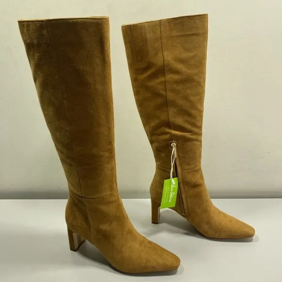 Sam Edelman Women's Sylvia Boots Size 7.5M Pointed Toe Tall Dress Suede Brown