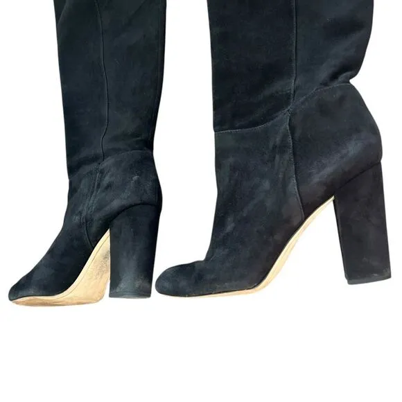 Sam Edelman Caprice Suede Boots | Round Toe | Women’s Size 10M | Black Knee-High