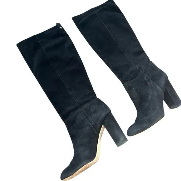 Sam Edelman Caprice Suede Boots | Round Toe | Women’s Size 10M | Black Knee-High
