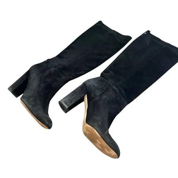Sam Edelman Caprice Suede Boots | Round Toe | Women’s Size 10M | Black Knee-High