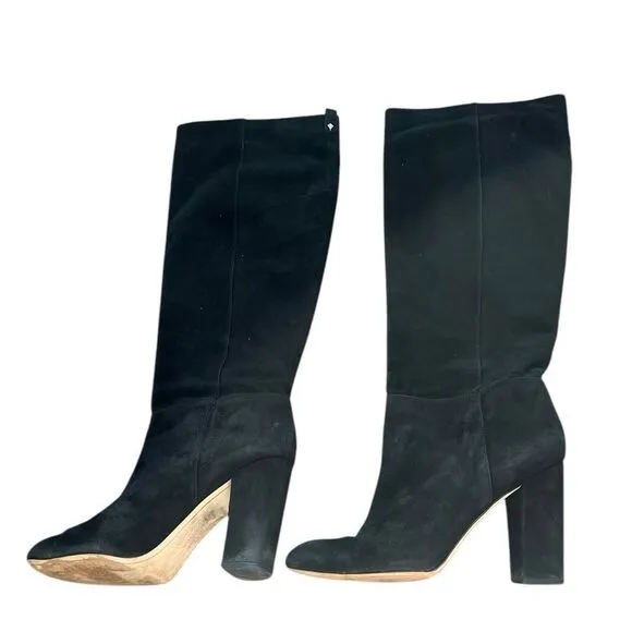 Sam Edelman Caprice Suede Boots | Round Toe | Women’s Size 10M | Black Knee-High