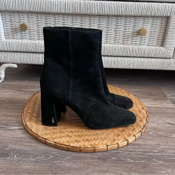 Sam Edelman codie ankle boots heeled black leather suede women’s size 9.5