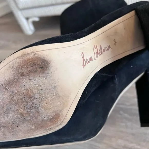 Sam Edelman codie ankle boots heeled black leather suede women’s size 9.5