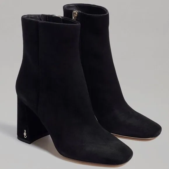 Sam Edelman codie ankle boots heeled black leather suede women’s size 9.5