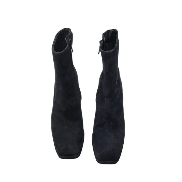Sam Edelman Jaye Black Suede Leather High Heel Womens Ankle Boots 8 Zipper Logo