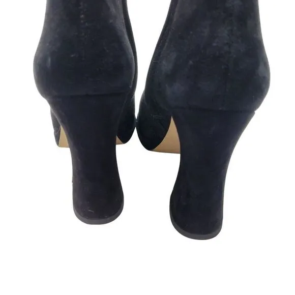 Sam Edelman Jaye Black Suede Leather High Heel Womens Ankle Boots 8 Zipper Logo