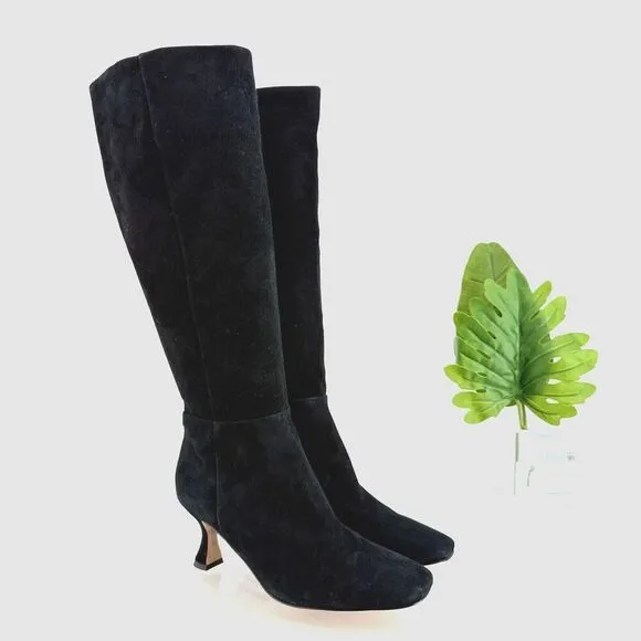 Sam Edelman Women's Size 6.5 Leigh Black Suede Knee-High Square Toe Boots