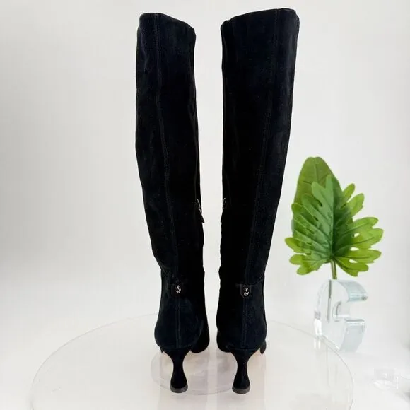 Sam Edelman Women's Size 6.5 Leigh Black Suede Knee-High Square Toe Boots