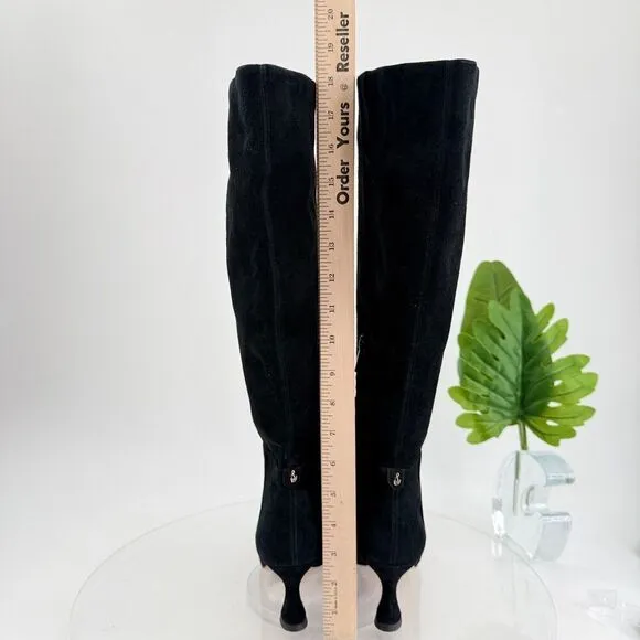 Sam Edelman Women's Size 6.5 Leigh Black Suede Knee-High Square Toe Boots