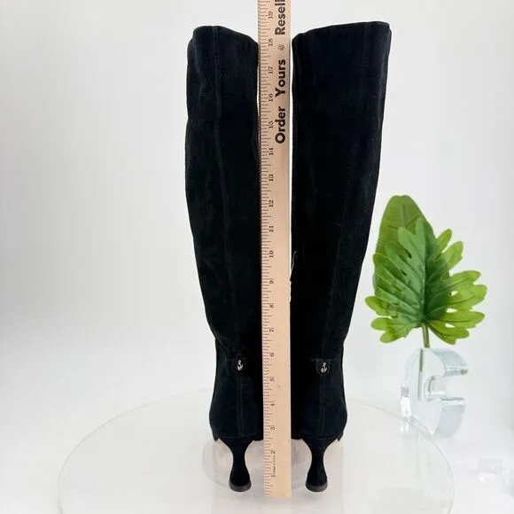 Sam Edelman Women's Size 6.5 Leigh Black Suede Knee-High Square Toe Boots