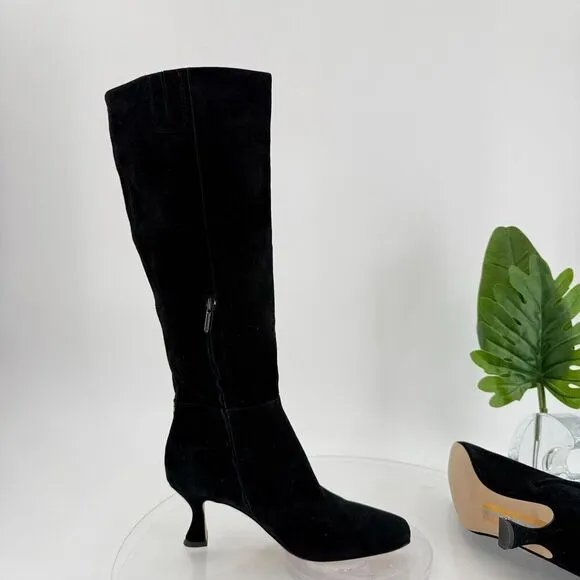 Sam Edelman Women's Size 6.5 Leigh Black Suede Knee-High Square Toe Boots