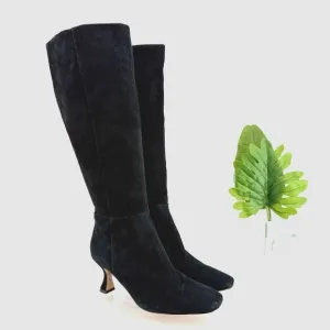 Sam Edelman Women's Size 6.5 Leigh Black Suede Knee-High Square Toe Boots