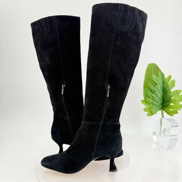 Sam Edelman Women's Size 6.5 Leigh Black Suede Knee-High Square Toe Boots