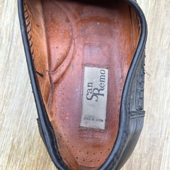 San Remo Genuine Ostrich Penny Loafers Men's Size 9.5 M Black‎ Shoes Casual
