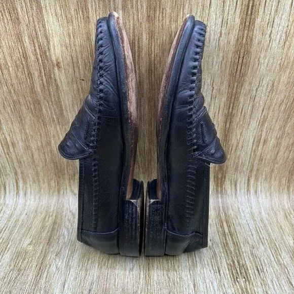 San Remo Genuine Ostrich Penny Loafers Men's Size 9.5 M Black‎ Shoes Casual