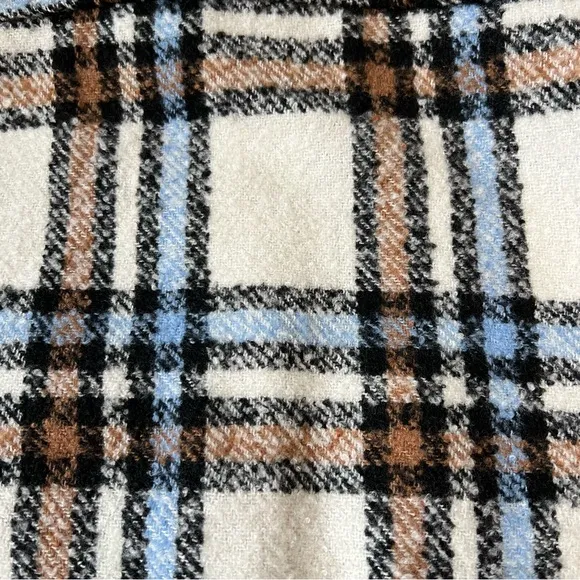 Sanctuary Liv Plaid Cropped Collared Jacket Blue Brown Size Small