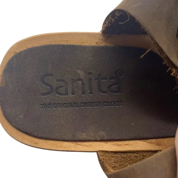 Sanita Womens Shoes Camilla Wooden Heeled Sandals 7 Leopard Leather Buckle Stud