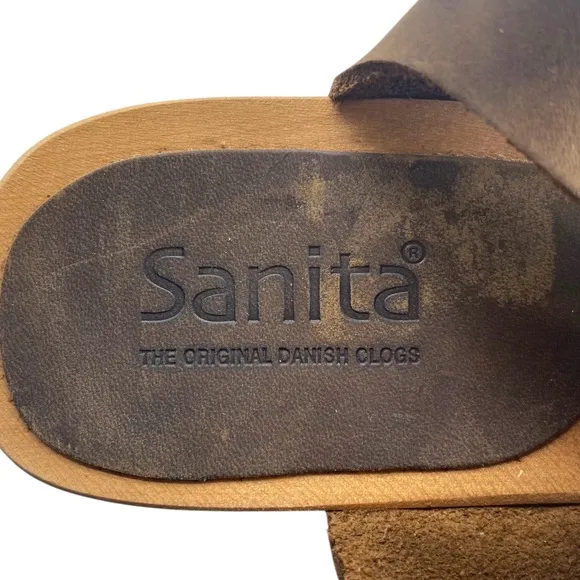 Sanita Womens Shoes Camilla Wooden Heeled Sandals 7 Leopard Leather Buckle Stud