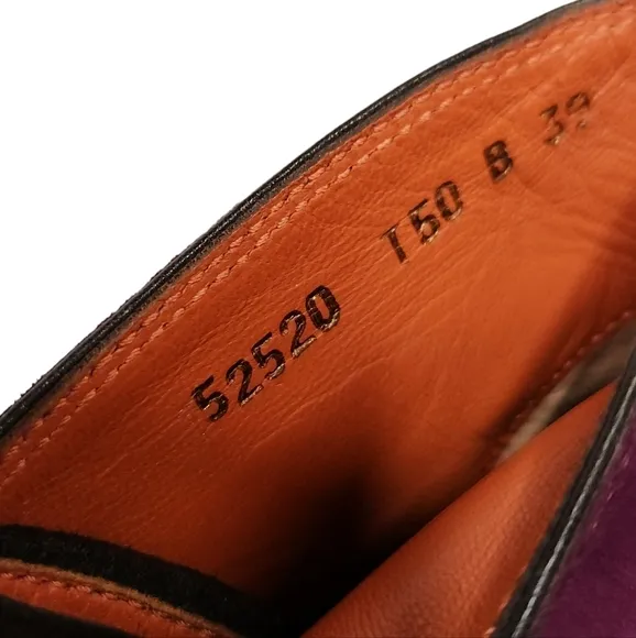 Santoni Rose Collection Lace Up Platform Ankle Boots Purple &amp; Brown Suede SZ 39