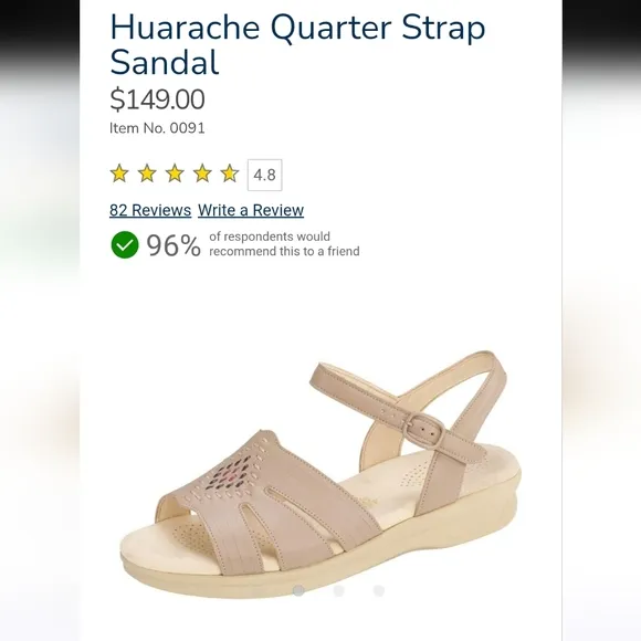SAS $150 Huarache Quarter Strap Beige Sandals Size 11W