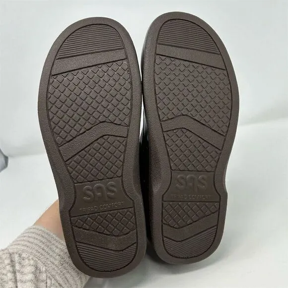 SAS Men's Time Out Brown Leather Lace-Up Walking Shoes Comfort Casual Size 7.5 W