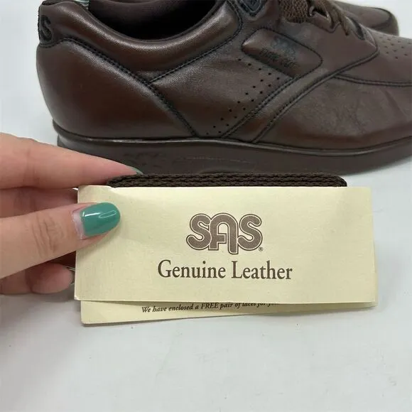 SAS Men's Time Out Brown Leather Lace-Up Walking Shoes Comfort Casual Size 7.5 W