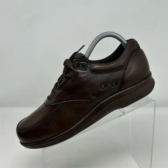 SAS Men's Time Out Brown Leather Lace-Up Walking Shoes Comfort Casual Size 7.5 W