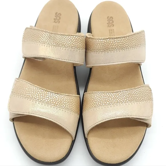 SAS Women's Shoes Nudu Slide Sandal Golden 9 Narrow Comfort Brand New