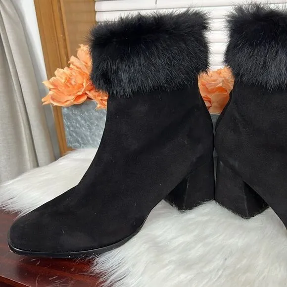 SCHUTZ Ketlyn Fur Trim Suede Boots Sz 10