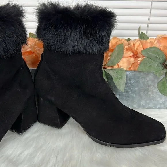 SCHUTZ Ketlyn Fur Trim Suede Boots Sz 10