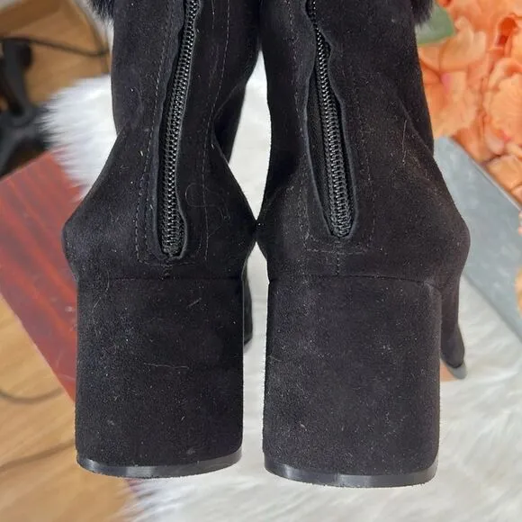 SCHUTZ Ketlyn Fur Trim Suede Boots Sz 10
