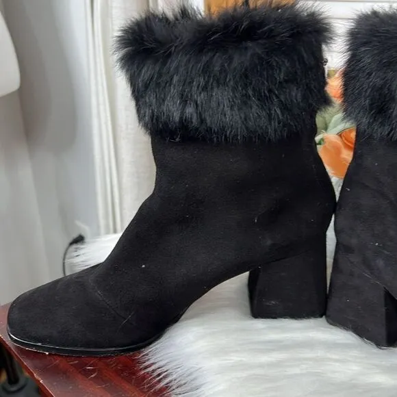 SCHUTZ Ketlyn Fur Trim Suede Boots Sz 10