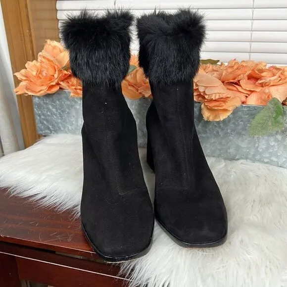 SCHUTZ Ketlyn Fur Trim Suede Boots Sz 10